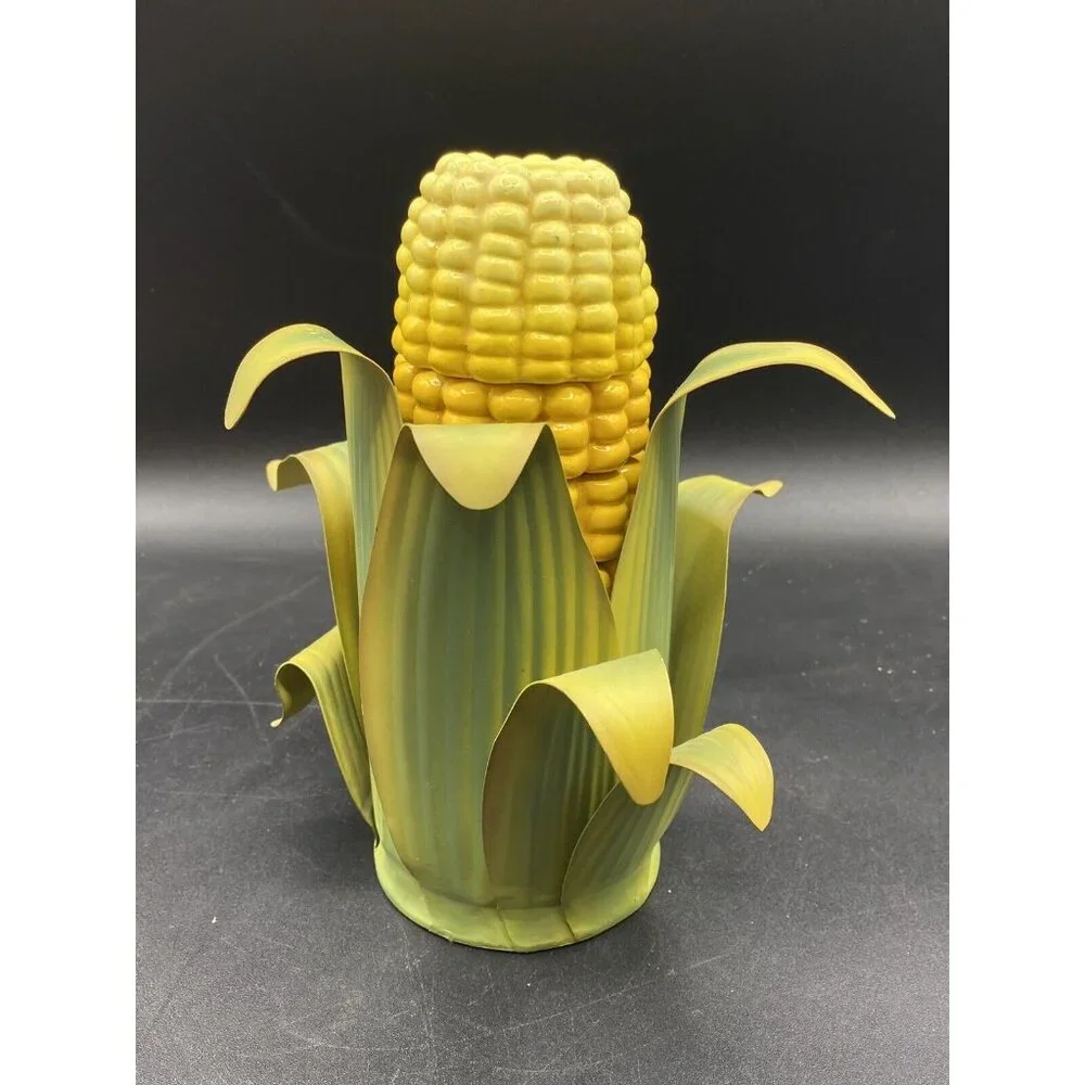 Yellow Corn On The Cob 6 Napkin Rings Candle Holder Napkin Holder Set Vintage